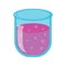 Test tube with red liquid icon, cartoon style