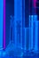 Test tubes in blue light