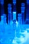 Test tubes in blue light