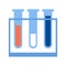 Test tubes icon with different substances on a white background. Vector illustration