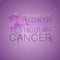 Testicular Cancer Awareness Calligraphy Poster Design. Realistic Orchid Ribbon. April is Cancer Awareness Month. Vector