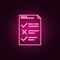 testing checklist icon. Elements of Web Development in neon style icons. Simple icon for websites, web design, mobile app, info