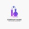 Testing, Chemistry, flask, lab, science Purple Business Logo Template. Place for Tagline