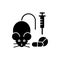 Testing medicine on animals black glyph icon