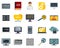 Testing software icons set flat vector isolated