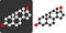 Testosterone male sex hormone molecule, flat icon style. Atoms shown as color-coded circles (oxygen - red, carbon - white/grey,