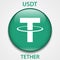 Tether cryptocurrency blockchain icon. Virtual electronic, internet money or cryptocoin symbol, logo