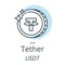 Tether cryptocurrency coin line, icon of virtual currency