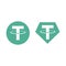 Tether or USDT coin. Tether cryptocurrency blockchain symbol.
