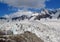 Tetnuldi mountain, rocky peaks with snow in Svanetia Caucasian mountains in Georgia