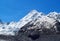 Tetnuldi mountain, rocky peaks with snow in Svanetia Caucasian mountains in Georgia