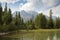 Teton mountain range over Jenny Lake, Jackson Hole, Wyoming.