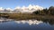 Tetons at Sunrise in Fall Reflection Zoom In