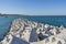 Tetra-pods or concrete breakwater blocks at Tomis, Constanta harbour.