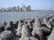 Tetra pods kept near sea shore of Mumbai  India