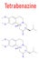 Tetrabenazine hyperkinetic disorder drug molecule. Skeletal formula.