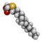 Tetradecylthioacetic acid molecule. 3D rendering. Atoms are represented as spheres with conventional color coding: hydrogen white