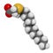 Tetradecylthioacetic acid TTA synthetic fatty acid molecule. 3D rendering. Atoms are represented as spheres with conventional.