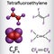 Tetrafluoroethylene or TFE molecule , is a monomer of Polytetrafluoroethylene or PTFE. It belongs to the family of fluorocarbons.