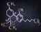 Tetrahydro-cannabinol & x28;THC& x29; formula written on a black board