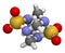 Tetramethylenedisulfotetramine TETS rodenticide molecule. 3D rendering. Atoms are represented as spheres with conventional color