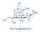 Tetrodotoxin TTX pufferfish neurotoxin molecule. Skeletal formula.