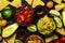 Tex-Mex Concept, Nachos, Guacamole, Salsa Sauce, Food Background