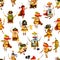 Tex mex mexican pirate characters seamless pattern