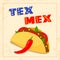 Tex mex taco on white background