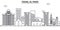 Texas El Paso architecture line skyline illustration. Linear vector cityscape with famous landmarks, city sights, design