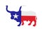 Texas flag Bull long horn cattle vector silhouette illustration isolated on background.