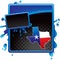 Texas icon on blue and black halftone grunge ad