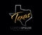 Texas Logo sign in golden color with black background