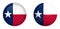 Texas lone star flag under 3d dome button and on glossy sphere / ball