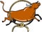 Texas Longhorn Red Bull Jumping Lasso Cartoon