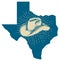 Texas map and cowboy hat design vector illustration