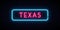 Texas neon sign. Bright light signboard.