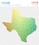 Texas polygonal map, mosaic style us state.