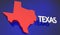 Texas Red State Map TX Word Name