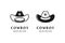 Texas Star Cowboy Sheriff Hat Western Country Silhouette Logo Design Vector