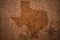 Texas state map on a old crack paper background