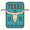Texas state tee print with longhorn skull.