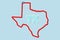 Texas US state bold outline map. Vector illustration