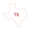 Texas US state map outline dotted border