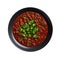 Texasstyle Chili On Green Smooth Round Plate On Isolated Transparent Background U.S. Dish. Generative AI