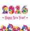 Text 2016 decorated with a colored pattern for