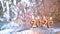 Text 2020 golden candles burning. Blurred silver background. Copyspace. Merry christmas and Happy New Year. Selective