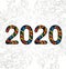Text 2020 symbol on floral background.