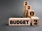 Text 2022 budget on blocks concept background. Stock photo.