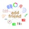 Text add friend. Social concept . Set of line icons and word typography on background. Creative solution concept